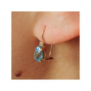 10K YELLOW GOLD TOPAZ & DIAMONDS EARRINGS