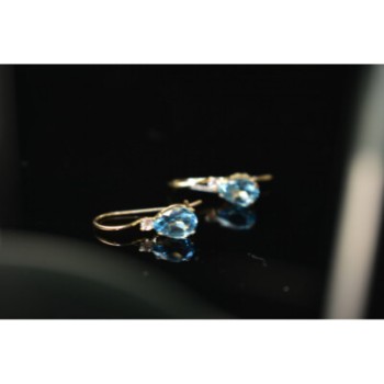 10K YELLOW GOLD TOPAZ & DIAMONDS EARRINGS