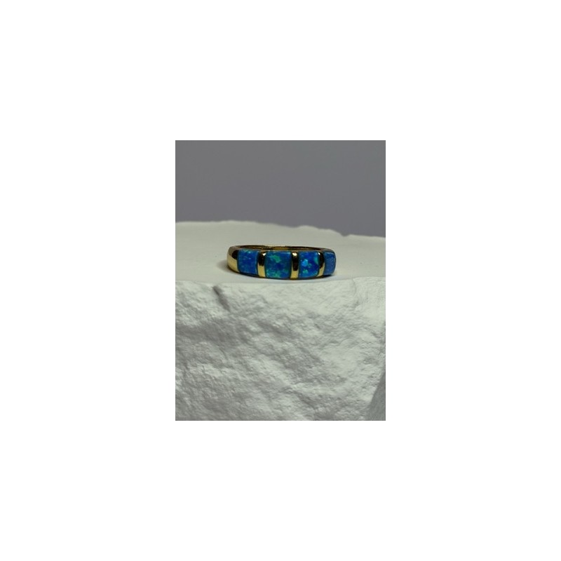 925 Sterling Silver Gold Plated Opal Ring Size 5.5