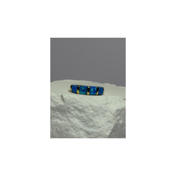 925 Sterling Silver Gold Plated Opal Ring Size 5.5