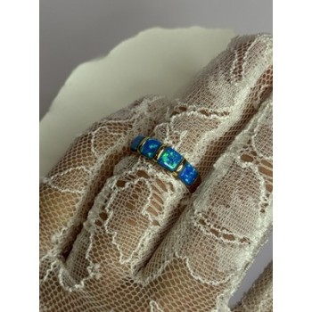 925 Sterling Silver Gold Plated Opal Ring Size 5.5