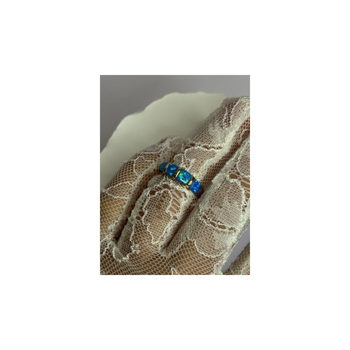 925 Sterling Silver Gold Plated Opal Ring Size 5.5