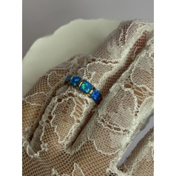 925 Sterling Silver Gold Plated Opal Ring Size 5.5