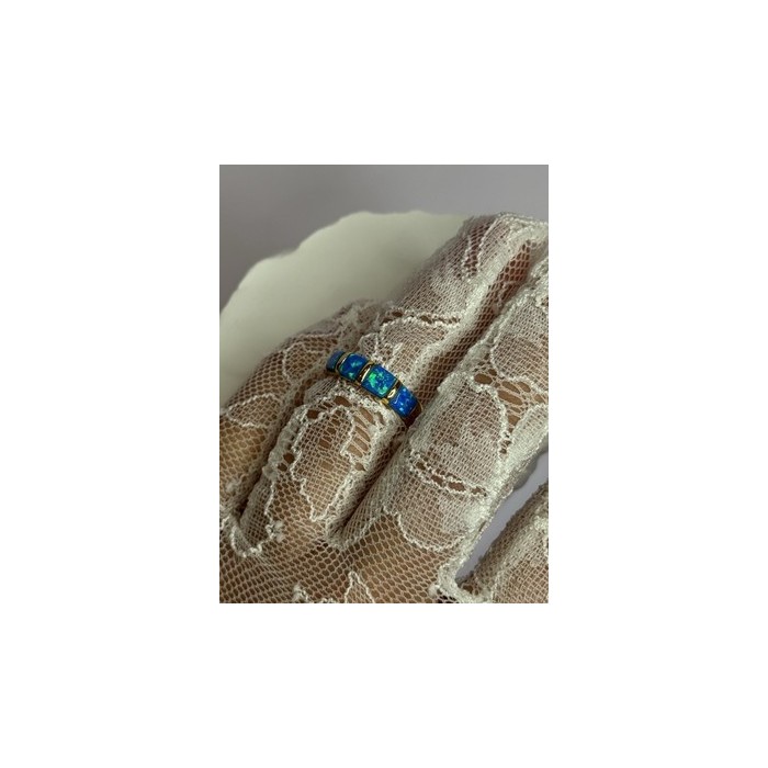 925 Sterling Silver Gold Plated Opal Ring Size 5.5
