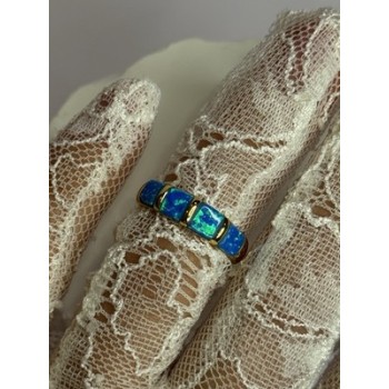 925 Sterling Silver Gold Plated Opal Ring Size 5.5