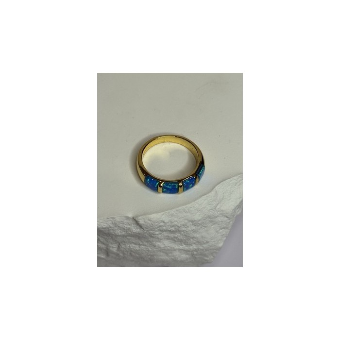 925 Sterling Silver Gold Plated Opal Ring Size 5.5