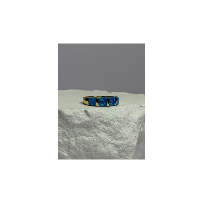 925 Sterling Silver Gold Plated Opal Ring Size 5.5