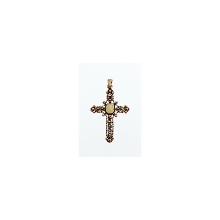 925 Sterling Silver Mother Of Pearl & Marcasites Cross Pendant