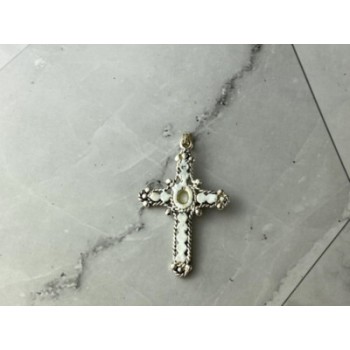 925 Sterling Silver Mother Of Pearl & Marcasites Cross Pendant