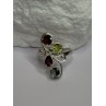925 Sterling Silver Alexandrite, Garnet & Peridot Ring Size 6.5