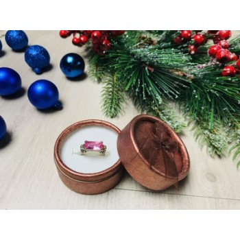 925 Sterling Silver Pink CZ Ring Size 6