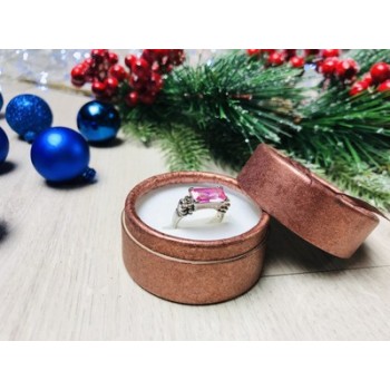 925 Sterling Silver Pink CZ Ring Size 6