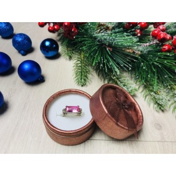 925 Sterling Silver Pink CZ Ring Size 6