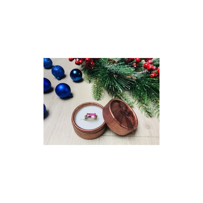 925 Sterling Silver Pink CZ Ring Size 6