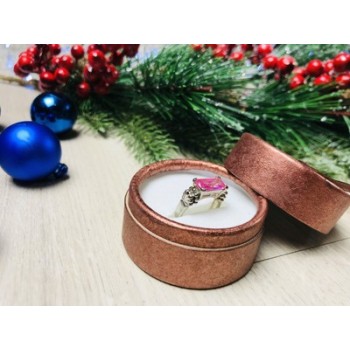 925 Sterling Silver Pink CZ Ring Size 6