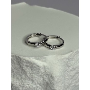 925 Sterling Silver Minimalist CZ Earrings Length 0.5 Inch