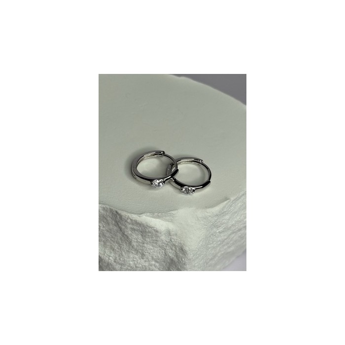 925 Sterling Silver Minimalist CZ Earrings Length 0.5 Inch