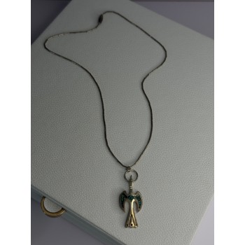 Native American 925 Sterling Silver Turquoise Peyote Bird Necklace