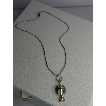 Native American 925 Sterling Silver Turquoise Peyote Bird Necklace