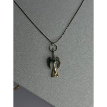 Native American 925 Sterling Silver Turquoise Peyote Bird Necklace