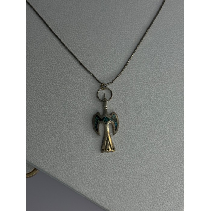 Native American 925 Sterling Silver Turquoise Peyote Bird Necklace
