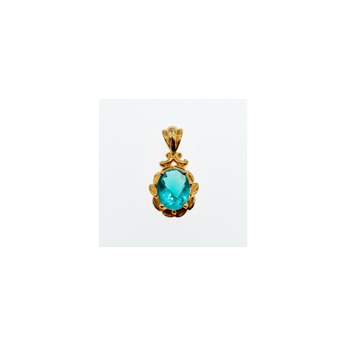 925 Sterling Silver Gold Plated Aquamarine 