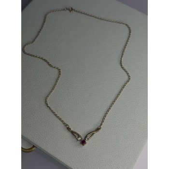 925 Sterling Silver Ruby & Beryl Necklace Length 18 Inch