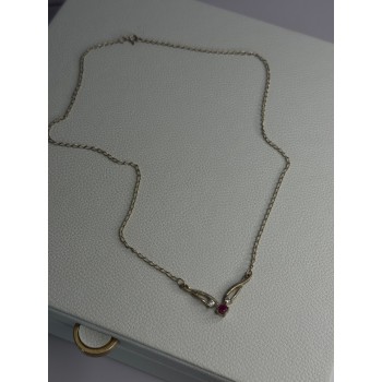 925 Sterling Silver Ruby & Beryl Necklace Length 18 Inch