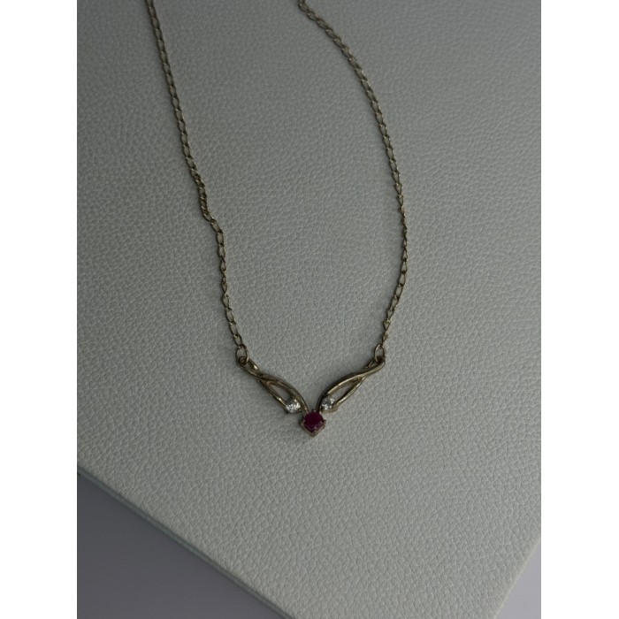 925 Sterling Silver Ruby & Beryl Necklace Length 18 Inch