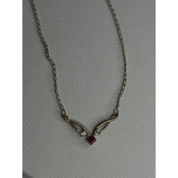 925 Sterling Silver Ruby & Beryl Necklace Length 18 Inch