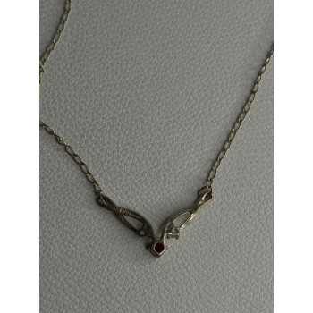 925 Sterling Silver Ruby & Beryl Necklace Length 18 Inch