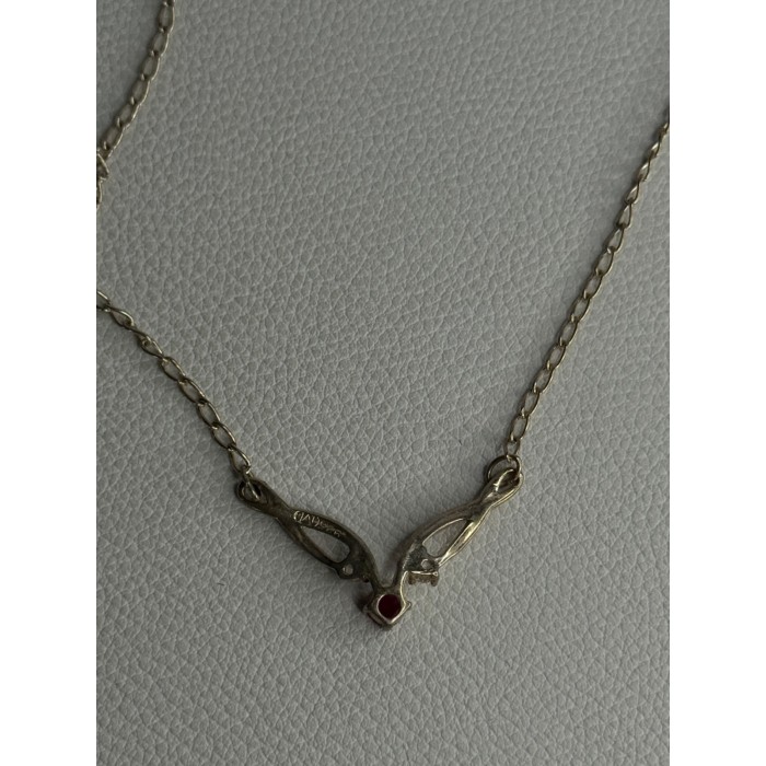 925 Sterling Silver Ruby & Beryl Necklace Length 18 Inch