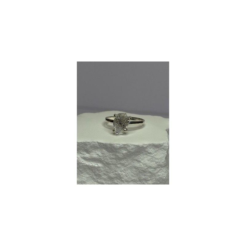 925 Sterling Silver Raw & Rough-Cut Diamond Ring Size 6.5