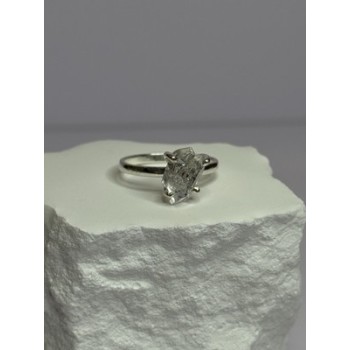 925 Sterling Silver Raw & Rough-Cut Diamond Ring Size 6.5