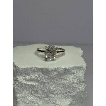925 Sterling Silver Raw & Rough-Cut Diamond Ring Size 6.5