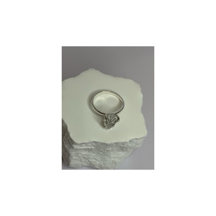 925 Sterling Silver Raw & Rough-Cut Diamond Ring Size 6.5