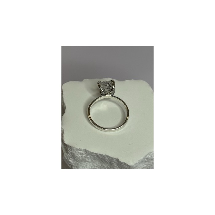 925 Sterling Silver Raw & Rough-Cut Diamond Ring Size 6.5