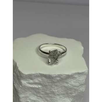 925 Sterling Silver Raw & Rough-Cut Diamond Ring Size 6.5