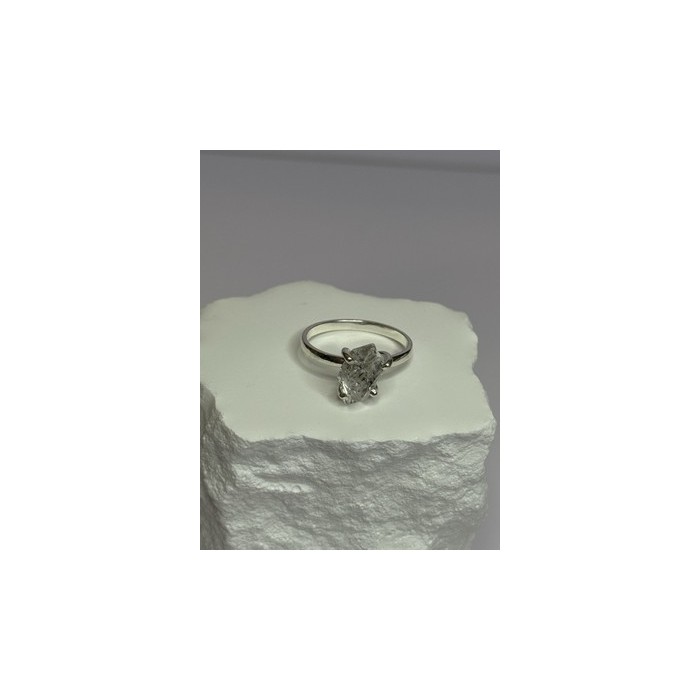 925 Sterling Silver Raw & Rough-Cut Diamond Ring Size 6.5