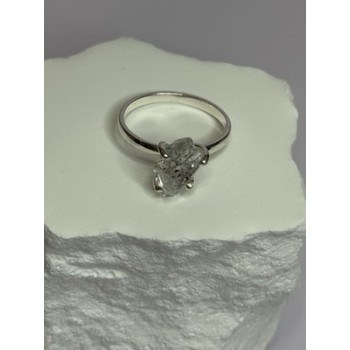 925 Sterling Silver Raw & Rough-Cut Diamond Ring Size 6.5