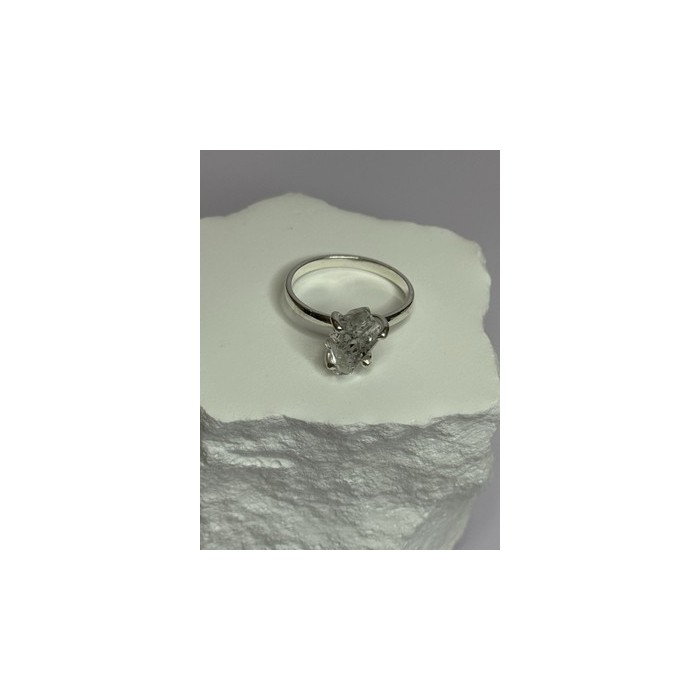 925 Sterling Silver Raw & Rough-Cut Diamond Ring Size 6.5