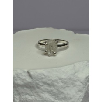 925 Sterling Silver Raw & Rough-Cut Diamond Ring Size 6.5