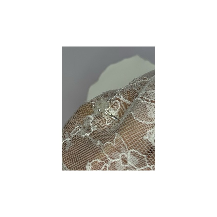 925 Sterling Silver Raw & Rough-Cut Diamond Ring Size 6.5