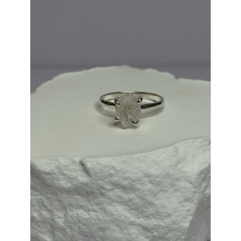 925 Sterling Silver Raw & Rough-Cut Diamond Ring Size 6.5