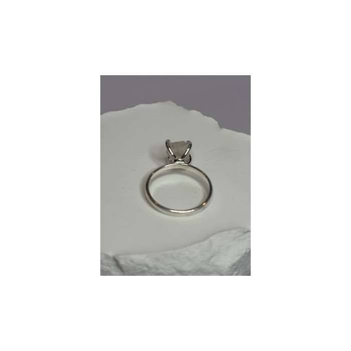 925 Sterling Silver Raw & Rough-Cut Diamond Ring Size 6.5