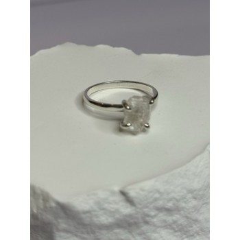 925 Sterling Silver Raw & Rough-Cut Diamond Ring Size 6.5