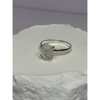 925 Sterling Silver Raw & Rough-Cut Diamond Ring Size 6.5