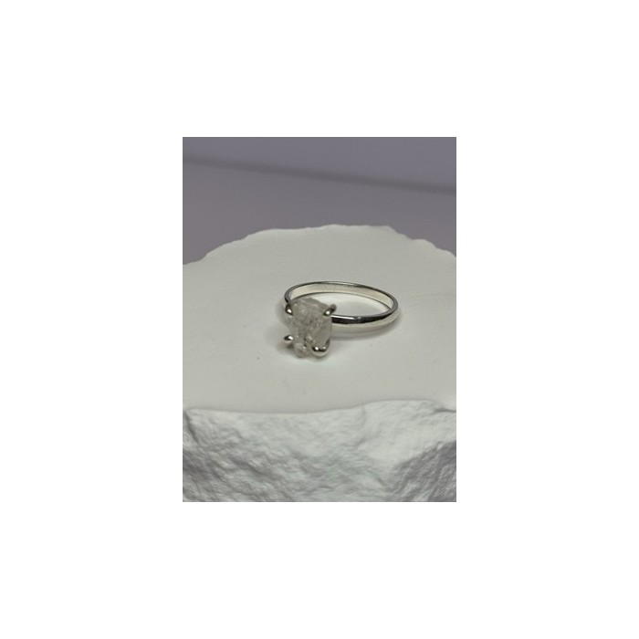 925 Sterling Silver Raw & Rough-Cut Diamond Ring Size 6.5