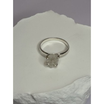 925 Sterling Silver Raw & Rough-Cut Diamond Ring Size 6.5