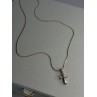 925 Sterling Silver Gold Plated White Topaz Cross Necklace